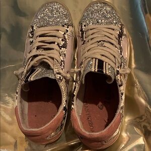 Glittery Silver Purple Pink size 4Y Girls Sneakers with Stars by ShuShop